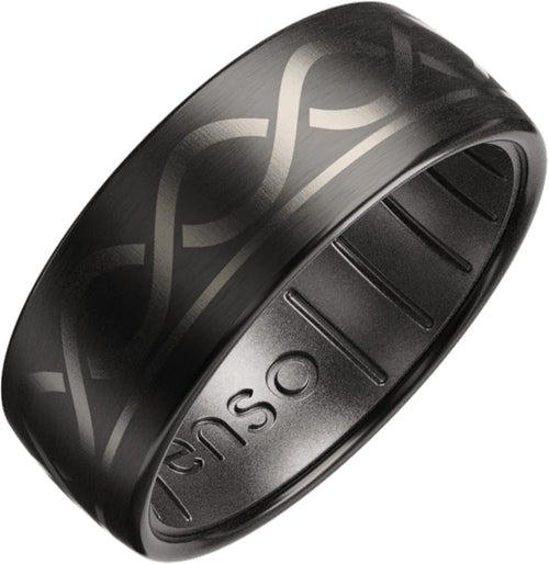 Enso Rings Etched Lord of the Rings Hybrid Ring - Durable Brushed Outer Metal - Comfortable and Premium Inner Silicone