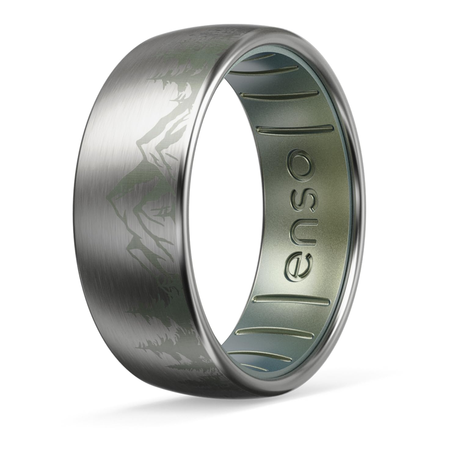 Enso Rings Hybrid Rings - Durable Brushed Outer Metal - Comfortable and Premium Inner Silicone