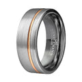 Gentlemen's Bands Men's Brushed Silver Tungsten Carbide Wedding Band - Premium Grade Wedding Ring with Gold Inlay- Includes Silicone Band, Leather Drawstring Pouch, & Premium Finished Walnut Box