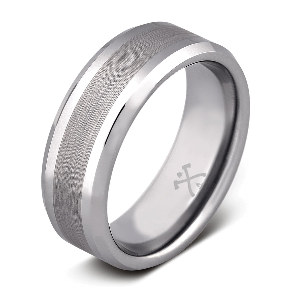 Polished Tungsten Wedding Band | Satin