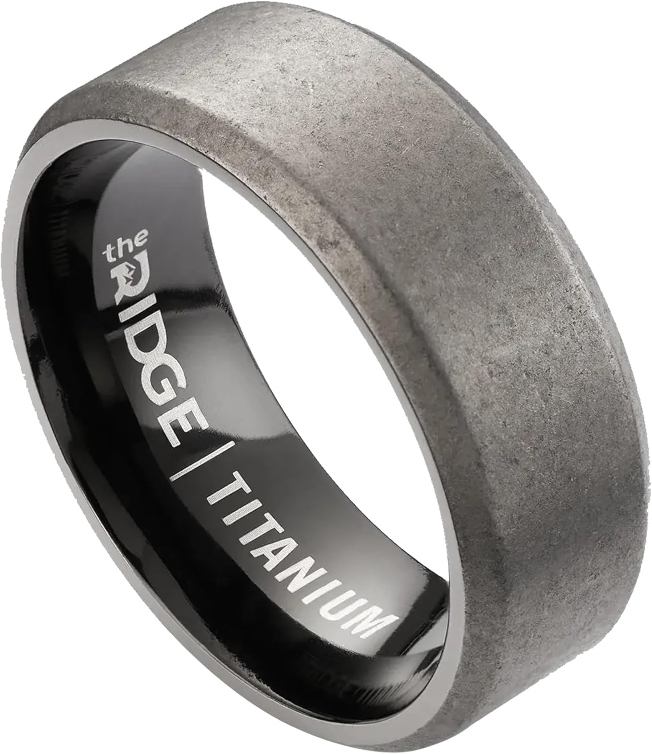 The Ridge Tungsten Rings For Men - Mens Wedding Band - Strong, Durable, and Scratch-Resistant Beveled Ring With Silicone Band