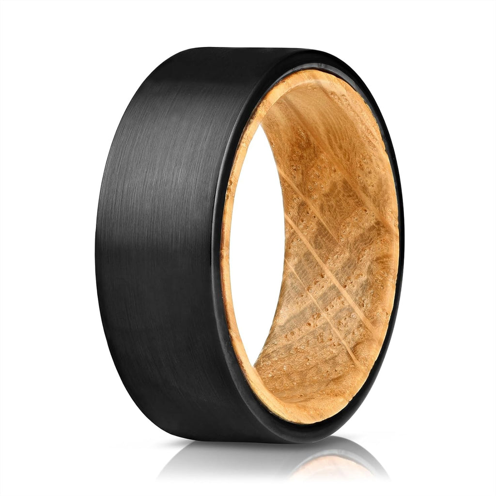 All Black Tungsten Band | Whiskey Wood