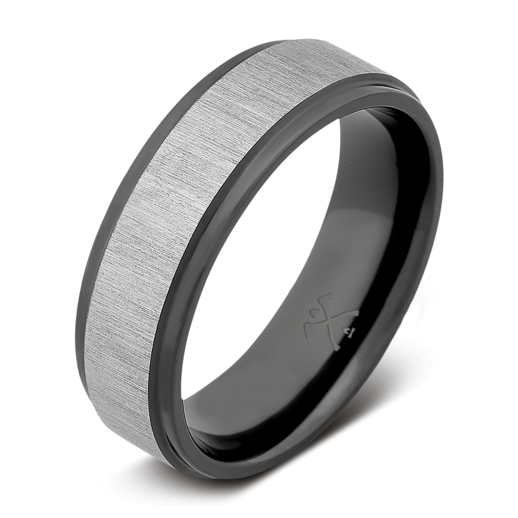 Manly Bands: Mens Black Plated Tungsten and Black Zirconium Wedding Bands and Rings - Comfort Fit and Stylish Black Rings for Men, Free Silicone Ring Included