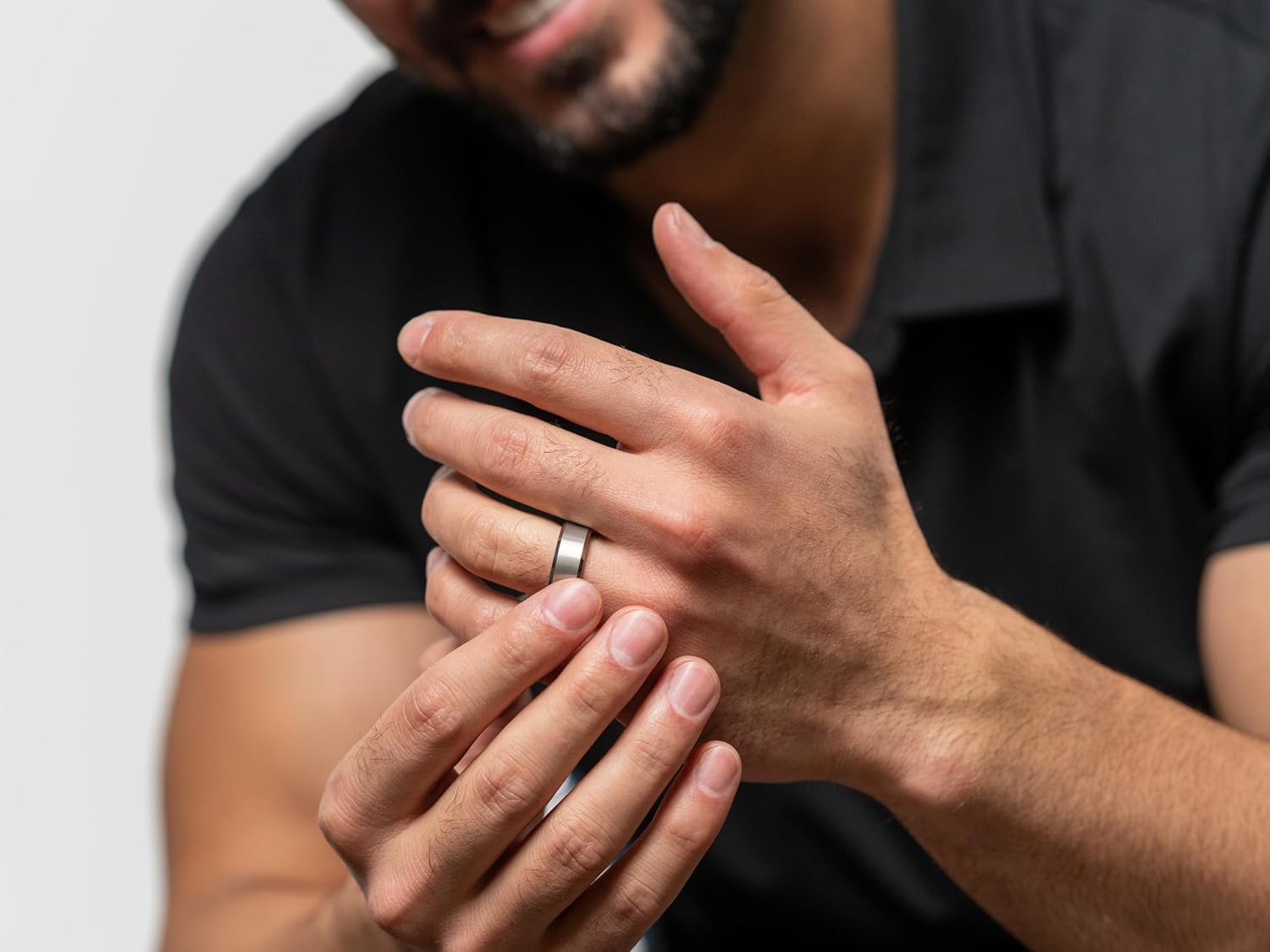 Ridge 8mm Beveled Tungsten Rings For Men - Dual Band Metal Wedding Ring & Silicone Ring, Scratch-Resistant PVD Coating, Convex No-Pinch Fit, Includes Extra Silicone Band (Platinum, 8)