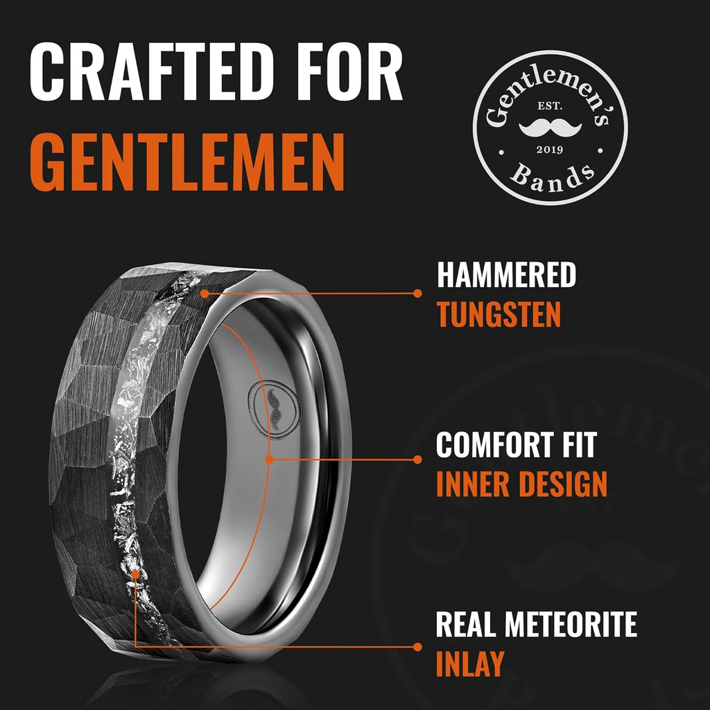 Black Meteorite Hammered Band | Luxury Set