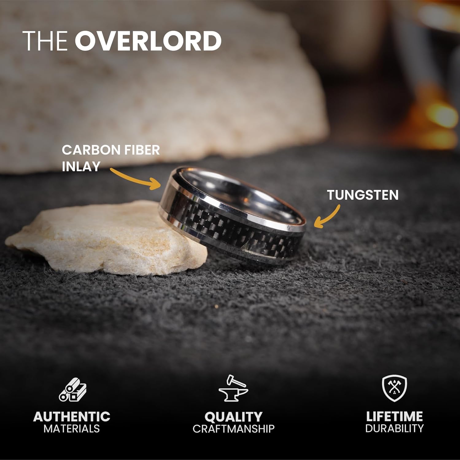 Manly Bands: Mens Wedding Bands and Rings - Unique Polished or Satin Finished Tungsten, Comfort Fit Wedding Band, Stylish Ring for Men, Free Silicone Ring Included