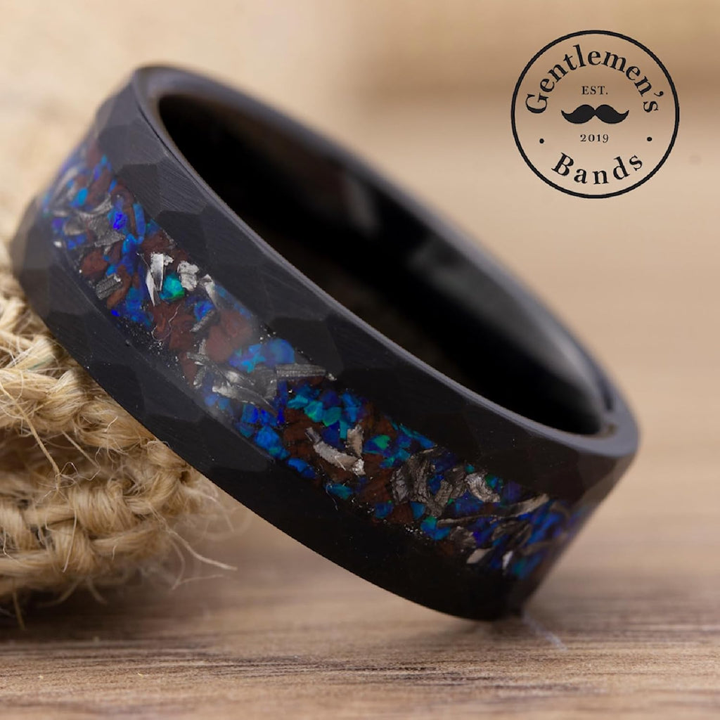 Tungsten Band | Dinosaur Bone & Opal