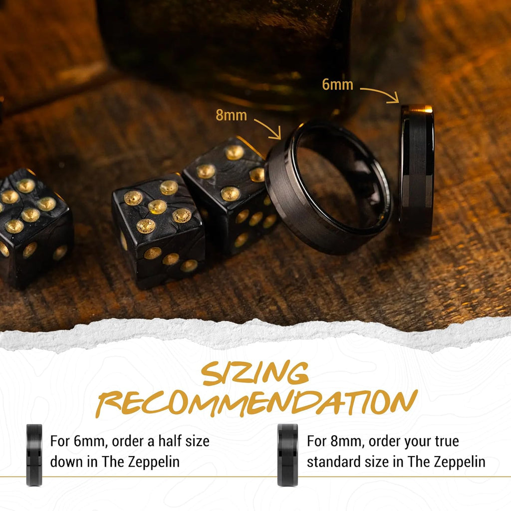 Manly Bands: Mens Black Plated Tungsten and Black Zirconium Wedding Bands and Rings - Comfort Fit and Stylish Black Rings for Men, Free Silicone Ring Included