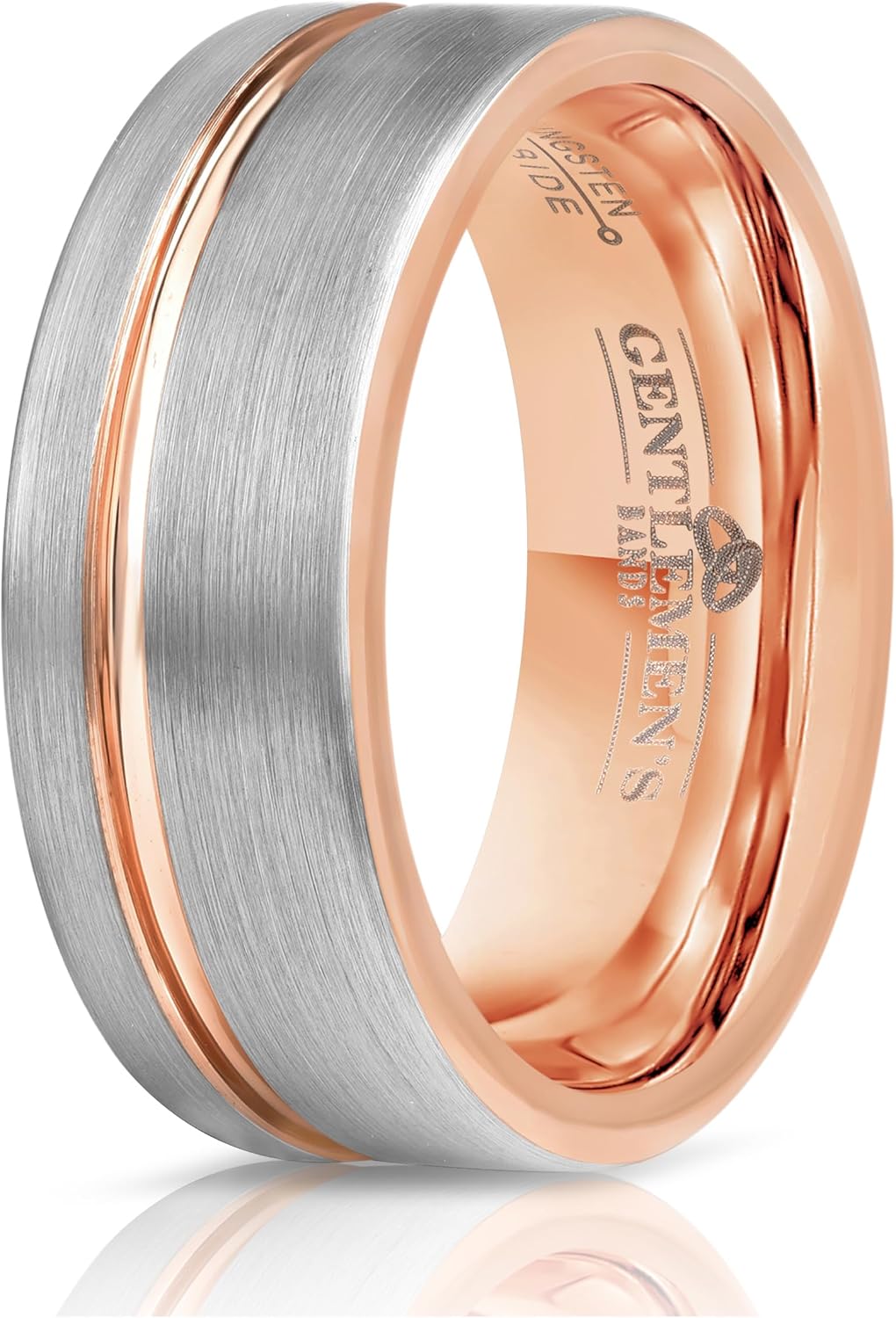 Rose Gold Inlay Tungsten Band | Luxury Set