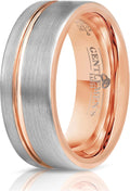 Rose Gold Inlay Tungsten Band | Luxury Set