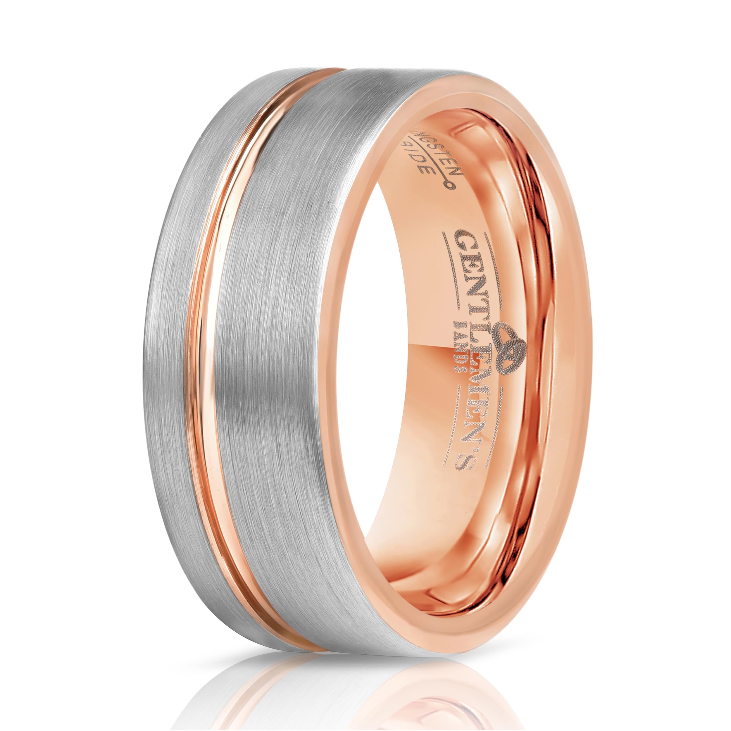 Rose Gold Inlay Tungsten Band | Luxury Set